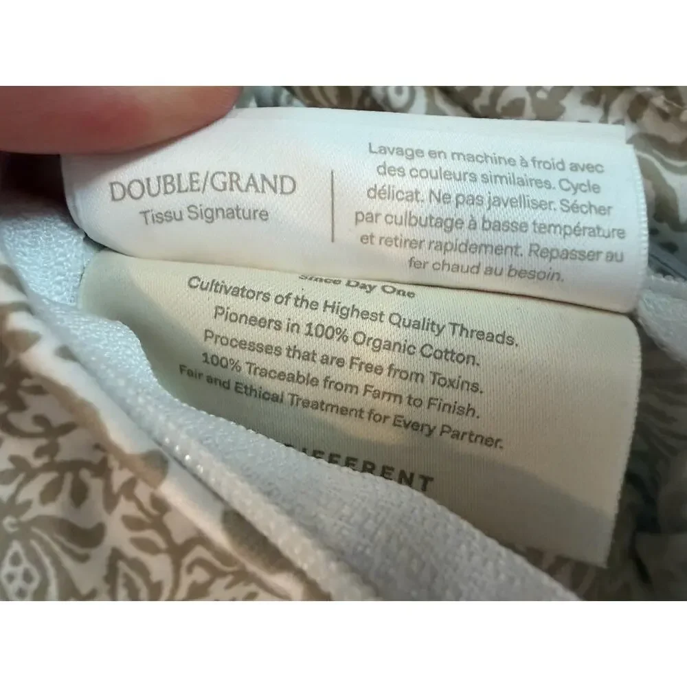 BOLL & BRANCH Signature Hemmed DUVET 3 Piece SET White Oak Floral Queen NEW $379